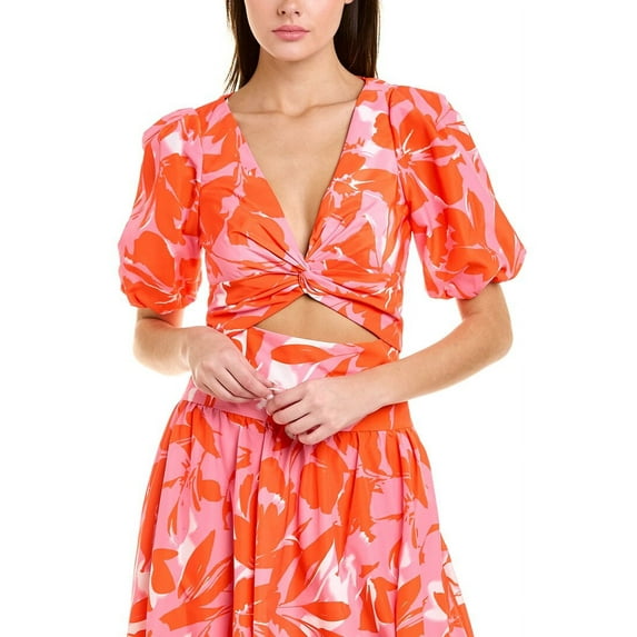 ML Monique Lhuillier womens Taffeta Top, 10, Orange