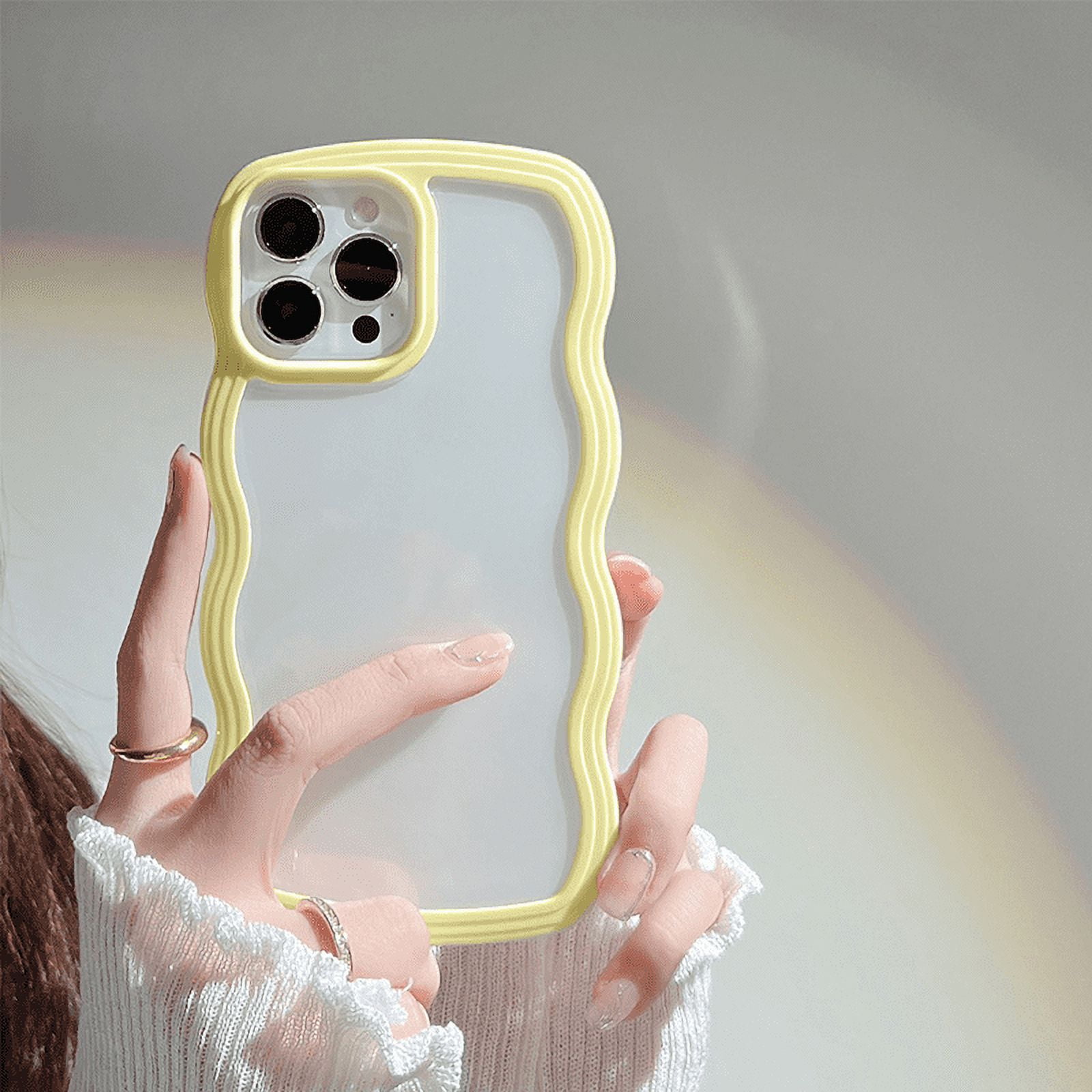 Wavy Case Iphone 15 14 13 Light Beige Transparent