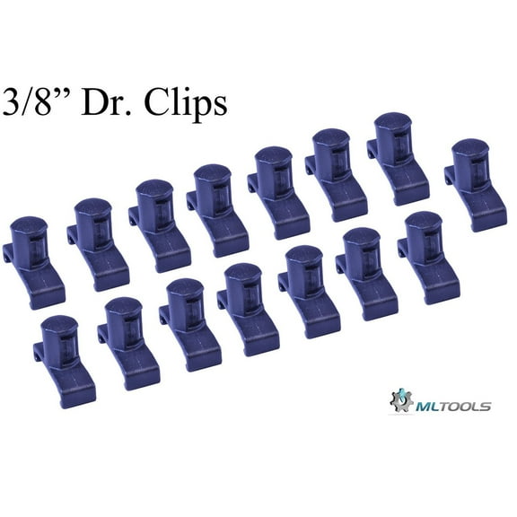 ML TOOLS 3/8-Inch 15-piece Dura-Pro Twist Lock Socket Organizer Clips with 96 ID Stickers T8254 - Made in USA