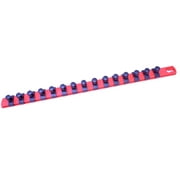 ML TOOLS Twist Lock 18-inch Red Socket Rail Socket organizer with 15 of 1/2 Drive Socket Clips - Made in USA