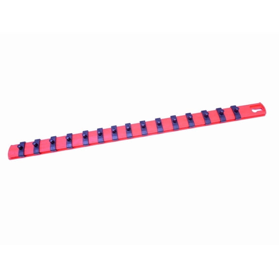 ML TOOLS Twist Lock 18-inch Red Socket Rail Socket organizer with 15 of 1/4" Drive Socket Clips - Made in USA