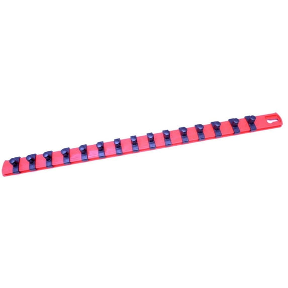 ML TOOLS Twist Lock 18-inch Red Socket Rail Socket organizer with 15 of 3/8" Drive Socket Clips - Made in USA