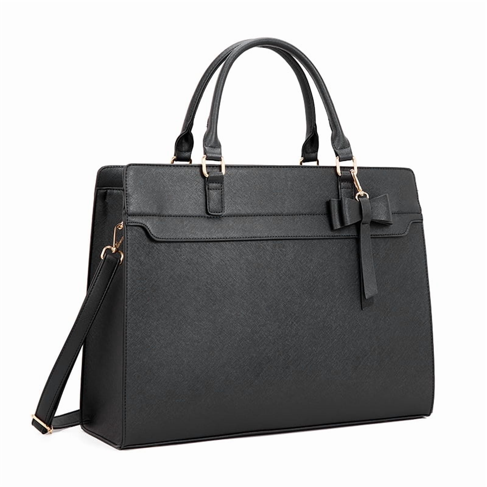 LAATIKUI Laptop Bag for Women PU Tote Bag Lightweight Business Office Handbag Work Bag Waterproof Shoulder Briefcase