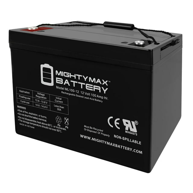 ML100-12 - 12 Volt 100 AH, Internal Thread (INT) Terminal, Rechargeable SLA AGM Battery