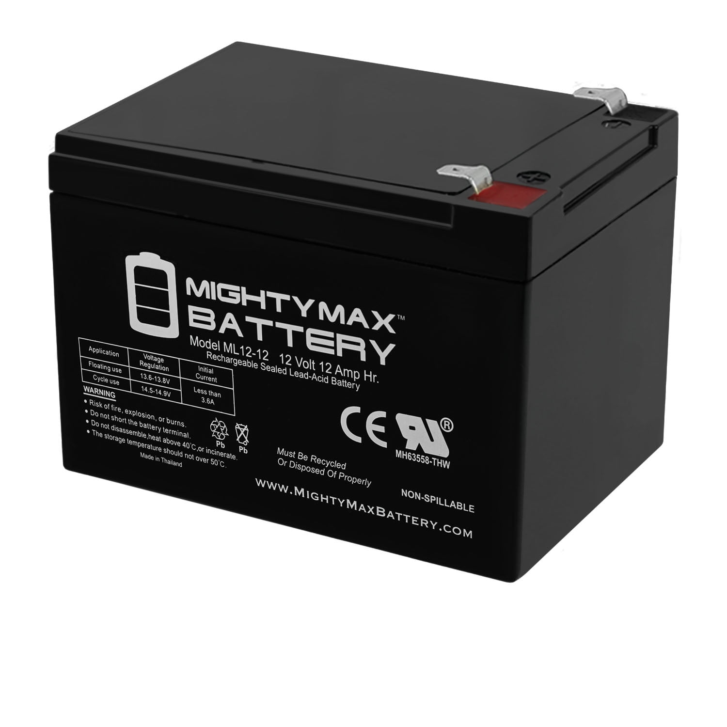 ML12-12 - 12V 12AH F2 SLA AGM DEEP-CYCLE RECHARGEABLE BATTERY