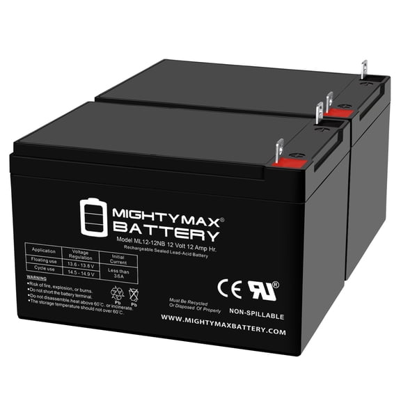 ML12-12NB 12V, 12Ah, NB Terminal, Replacement Battery Compatible with Rascal MicroBalance 170 - 2 Pack