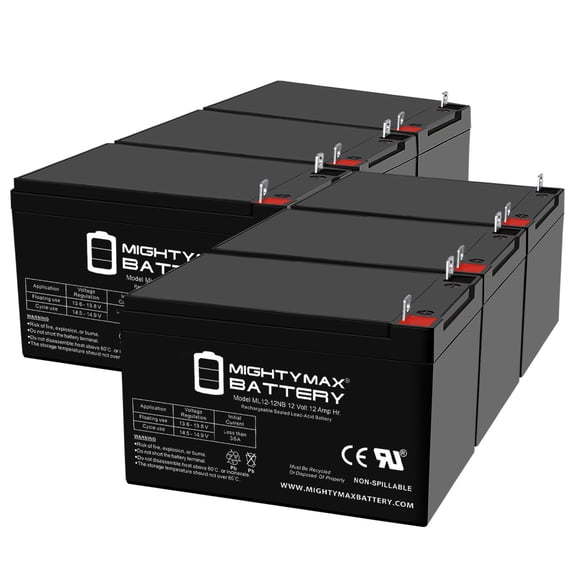 ML12-12NB 12V, 12Ah, NB Terminal, Replacement Battery Compatible with Rascal MicroBalance 170 - 6 Pack