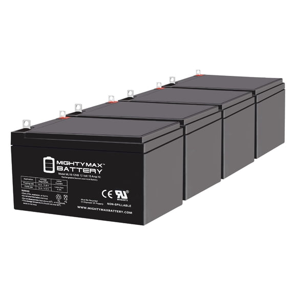 ML15-12NB - 12 Volt 15 AH, NB Terminal, Rechargeable SLA AGM Battery - 4 Pack