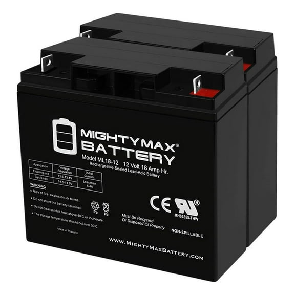 ML18-12 - 12V 18AH UPS Battery Replaces Werker WKA12-18NB - 2 Pack
