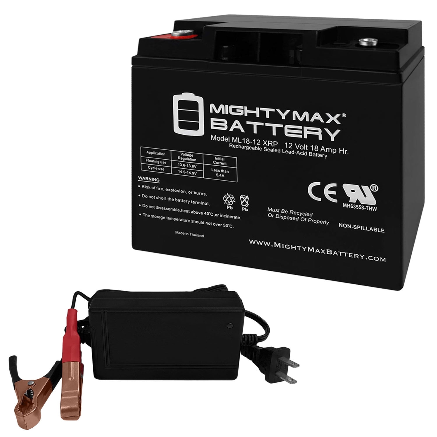 ML18-12XRP - 12 Volt 18 AH, Internal Thread (INT) Terminal, Reverse ...