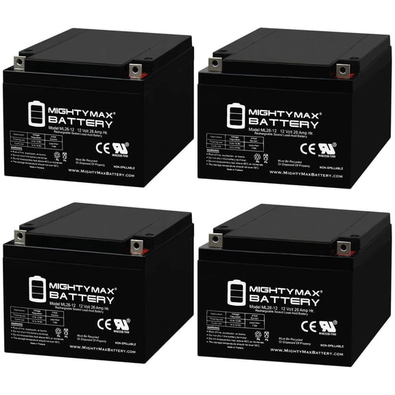 ML26-12 12V, 26Ah, SLA, Replacement Battery Compatible with Sunlight SPA 12-26 - 4 Pack