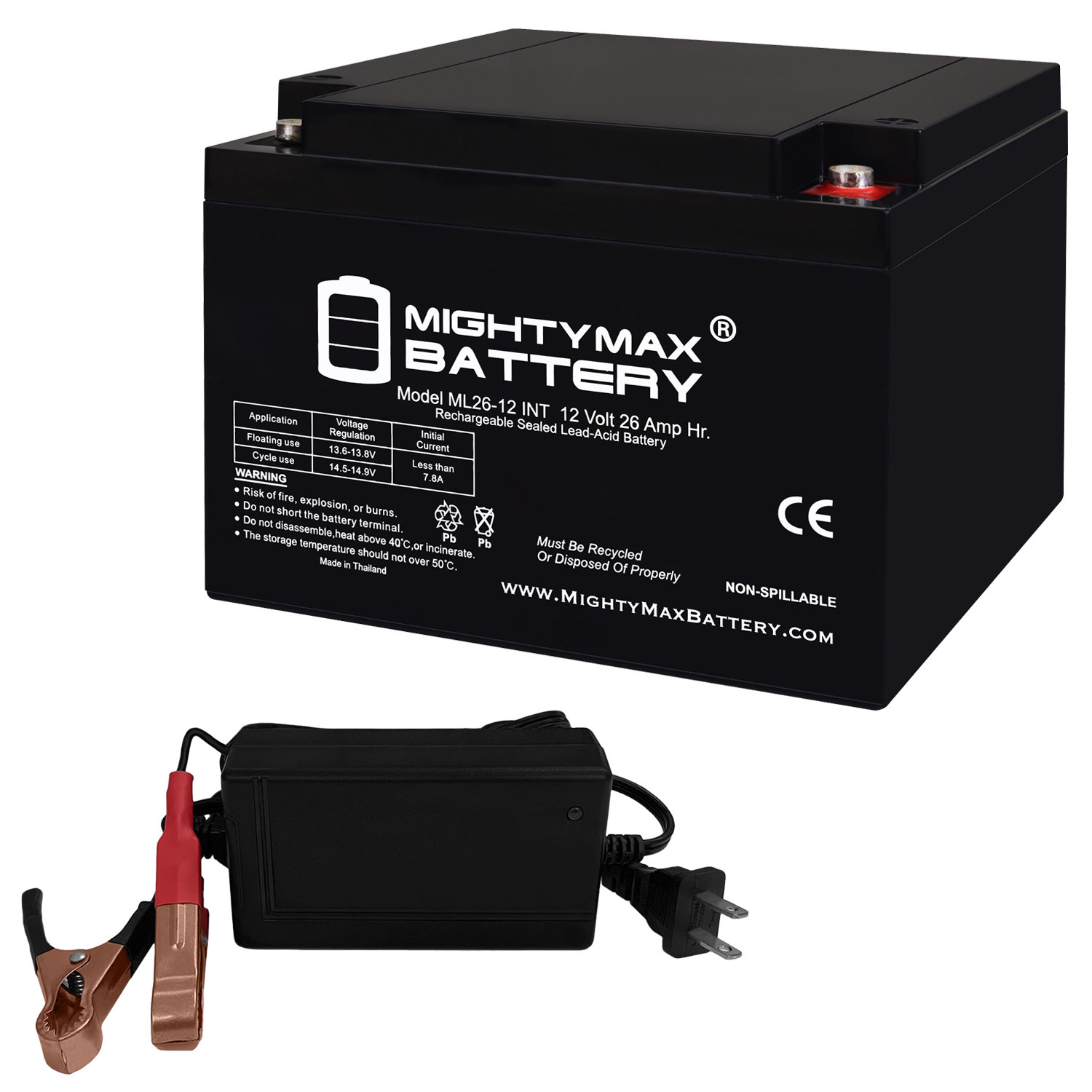 ML26-12INT - 12 Volt 26 AH, Internal Thread (INT) Terminal ...