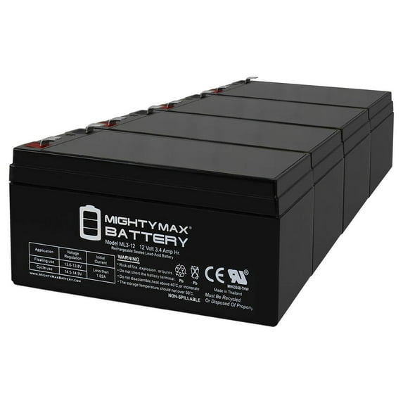 ML3-12 12V 3.4AH SLA Battery for VISION CP1232 TEMPEST TR32-12 - 4 Pack