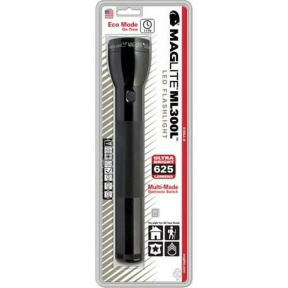MAGLITE 3 CELL D ML300L LED FLASHLIGHT SILVER-BLISTER PACK