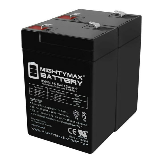 ML4-6 - 6V 4.5AH 3FM4 Replacement Battery with F1 Terminal - 2 Pack