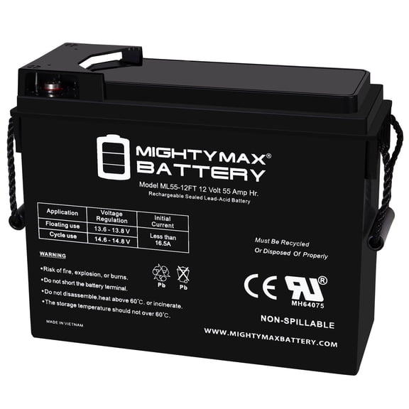 12V 55AH Front Terminal SLA Replacement Battery Compatible With RV, Trolling Motor