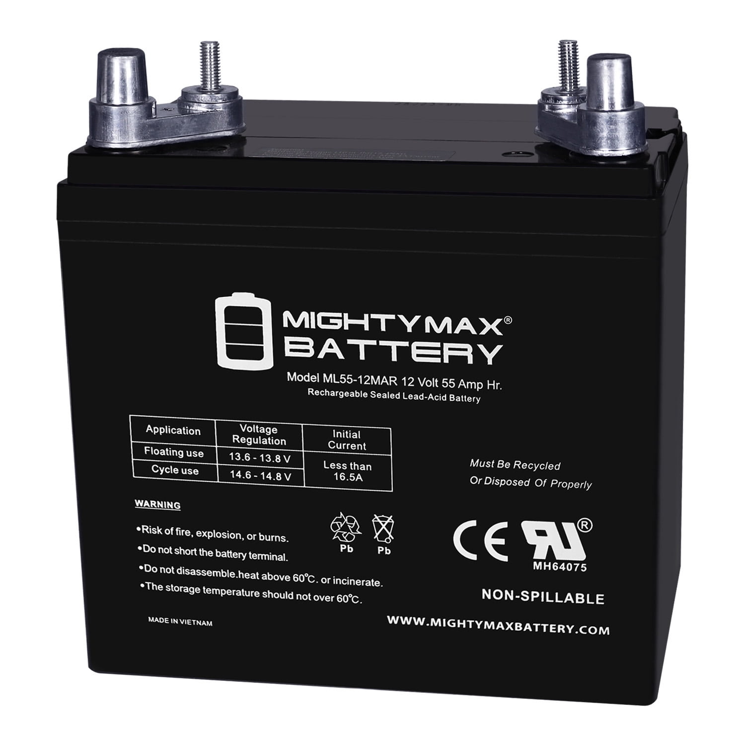 ML55-12MAR 12V 55AH Replacement Battery Compatible with Marine, Home Energy Storage