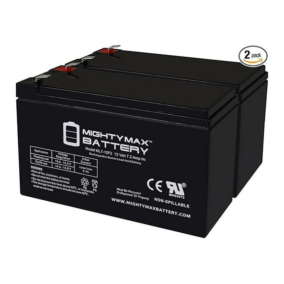 ML7-12F2-12 Volt 7 AH, F2 Terminal, Rechargeable SLA Battery - Pack of 2