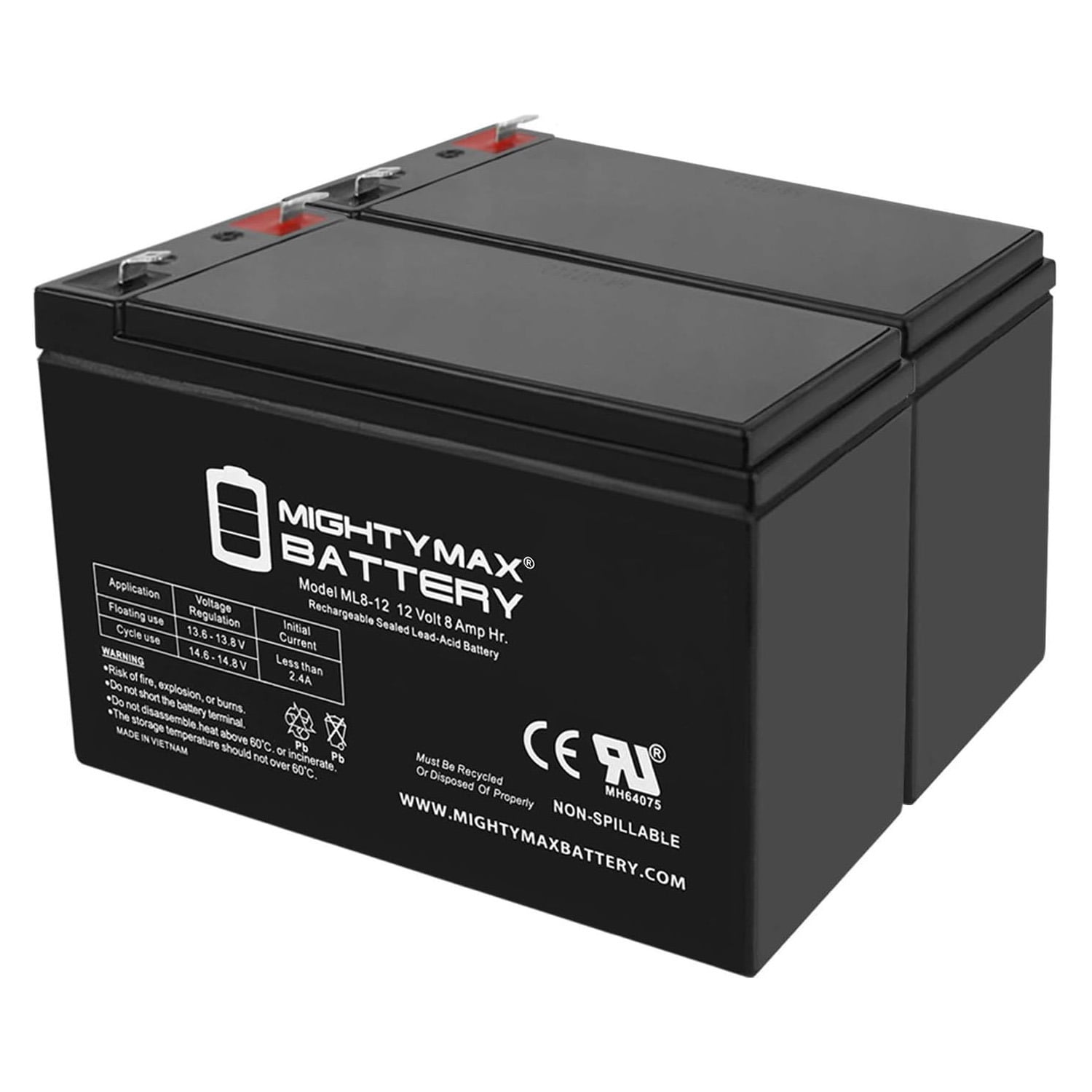 ML812 12V 8AH Replacement for GT12080HG FiOS Systems Battery 2 Pack