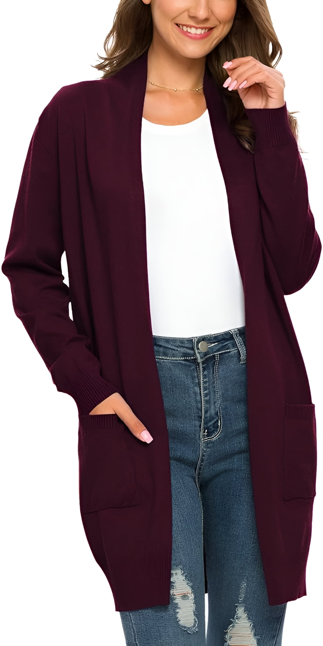Women S Essential Solid Open Front Long Knited Cardigan Sweater