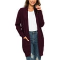 thumbnail image 1 of MLANM Essential Solid Open Front Long Knited Cardigan Sweater for Women, S Wine, 1 of 8