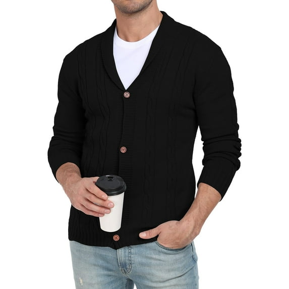 MLANM Men Cardigans V Neck Casual Knitted Sweaters Buttons Warm Jumpers Lightweight Long Sleeve Knitwear