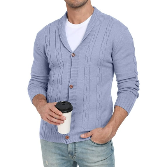MLANM Men Cardigans V Neck Casual Knitted Sweaters Buttons Warm Jumpers Lightweight Long Sleeve Knitwear