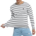 thumbnail image 1 of MLANM Men's Casual Cotton Striped Crewneck Long-Sleeve T-Shirt Basic Pullover Tee Shirt, XL Gray White, 1 of 7
