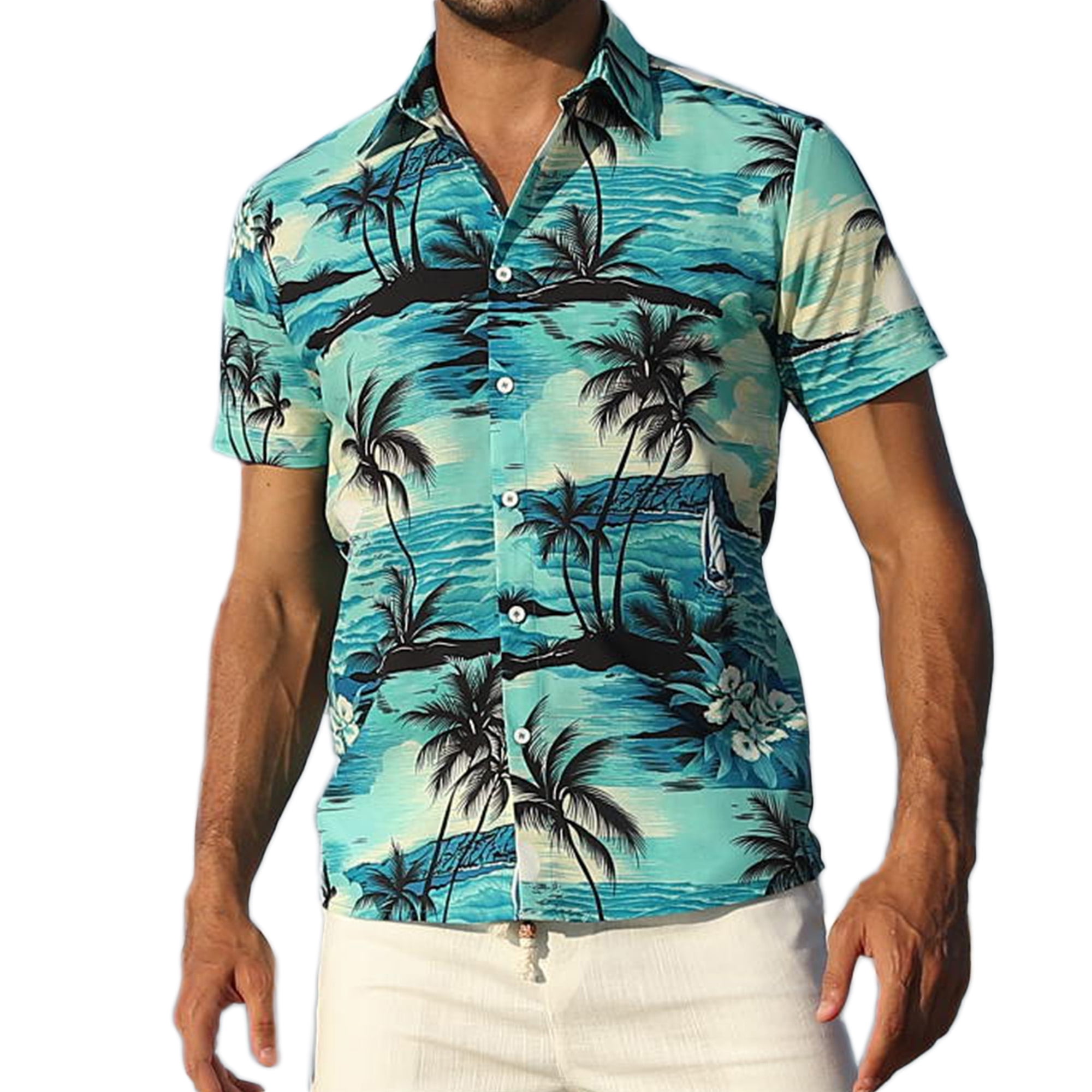 Casual Loose Pant Sets COOFANDY Men's Hawaiian Shirt Short Sleeve Casual Button Down Tropical Summer Beach Polo Shirts For Men