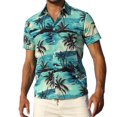 thumbnail image 1 of MLANM Men's Hawaiian Floral Shirts Cotton Linen Button Down Tropical Holiday Beach Shirts, M Coconut Tree Cyan, 1 of 5