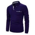 thumbnail image 1 of MLANM Mens Casual Long Sleeve Plaid Collar Polo Shirt Slim Fit Basic Shirts, L Purple, 1 of 5