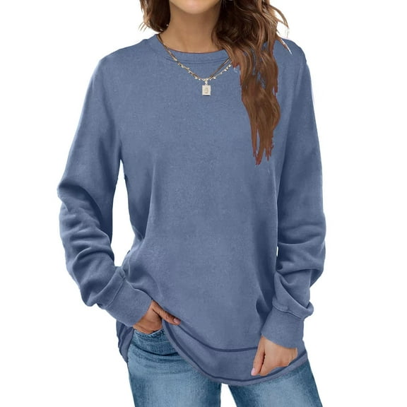 MLANM Sweatshirts for Women Crewneck Casual Long Sleeve Shirts Tunic Tops, L Blue