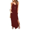 thumbnail image 1 of MLANM Women Summer Casual Dress Floral Loose Boho Dresses Cami Maxi Dresses with Pockets, L Wine Red, 1 of 7