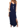 thumbnail image 1 of MLANM Women Summer Casual Dress Floral Loose Boho Dresses Cami Maxi Dresses with Pockets, XL Navy, 1 of 7