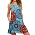 thumbnail image 1 of MLANM Women Summer Casual Swing T Shirt Dresses Beach Cover Up Loose Dress with Pockets, L Mix Blue, 1 of 8