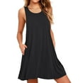 thumbnail image 1 of MLANM Women Summer Casual Swing T Shirt Dresses Beach Cover Up Loose Dress with Pockets, M Black, 1 of 8