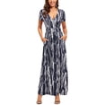 thumbnail image 1 of MLANM Women's Empire Waist Maxi Dress Casual V Neck Long Dresses with Pockets, M Stripe White, 1 of 7