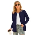 thumbnail image 1 of MLANM Women's Long Sleeve Button Down Crew Neck Classic Sweater Knit Cardigan, 3XL Royal Blue, 1 of 7