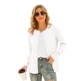 thumbnail image 1 of MLANM Women's Long Sleeve Button Down Crew Neck Classic Sweater Knit Cardigan, M White, 1 of 7