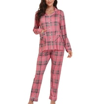 MLANM Women's Pajamas Set Long Sleeve Shirts and Long Pants 2 Piece Pjs Sleepwear with Pockets Nightwear Pjs Long Sets S-2XL