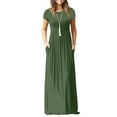 thumbnail image 1 of MLANM Women's Short Sleeve Casual Maxi Dresses Empire Party Evening Dress with Pockets,L Army Green, 1 of 7