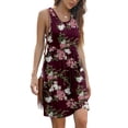 thumbnail image 1 of MLANM Womens Summer Sleeveless Casual Short Dress Floral Beach Swing Sundress with Pockets, 2XL Floral Wine Red, 1 of 10