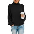 thumbnail image 1 of MLANM Womens Turtleneck Loose Sweaters Batwing Long Sleeve Pullover Tops Oversize Chunky Knit Jumper,2X-Large Black, 1 of 6