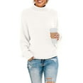 thumbnail image 1 of MLANM Womens Turtleneck Loose Sweaters Batwing Long Sleeve Pullover Tops Oversize Chunky Knit Jumper,Medium White, 1 of 6