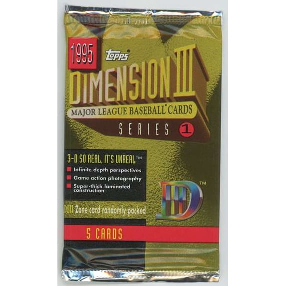MLB 1995 Topps Dimension III Series 1 Hobby pack (5 Cards)