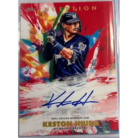 MLB 2020 Topps Inception Baseball Keston Hiura Red 10/75 Autographed Trading Card RESA-KH (On Card Auto)