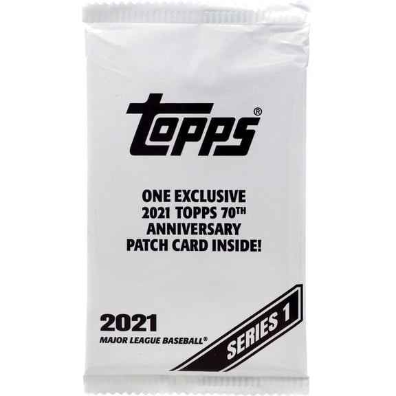 MLB 2021 Series 1 Baseball One Exclusive 2021 Topps 70th Anniversary Patch Card Trading Card Pack