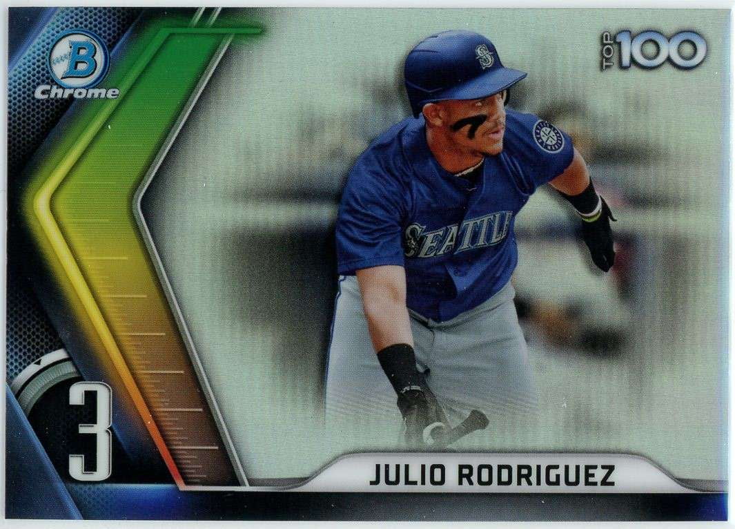 Julio Rodriguez 直筆サインカード　2020 Leaf Draft Julio Rodriguez Autographed Leaf Valiant purple card 4/25