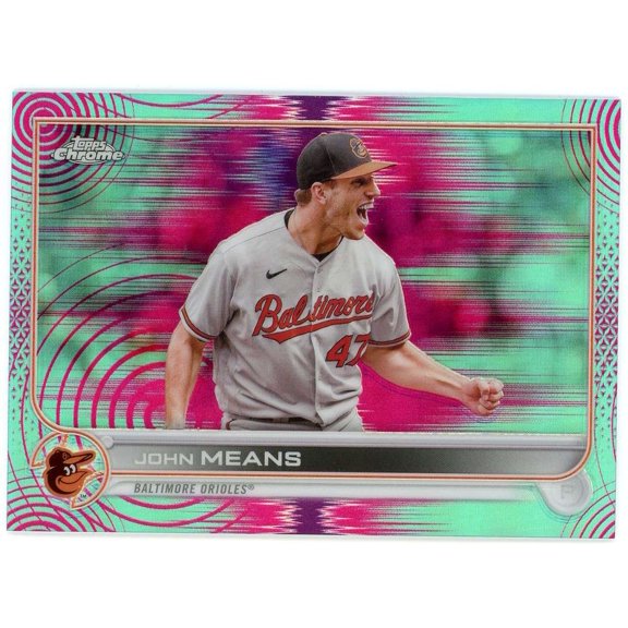 MLB 2022 Topps Chrome 174/199 Sonic Aqua Pink Refractor John Means #176