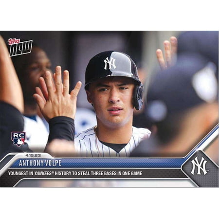 MLB 2023 Topps Now Baseball Anthony Volpe #126 (Rookie, Youngest Yankee to Steal 3 Bases in one Game)